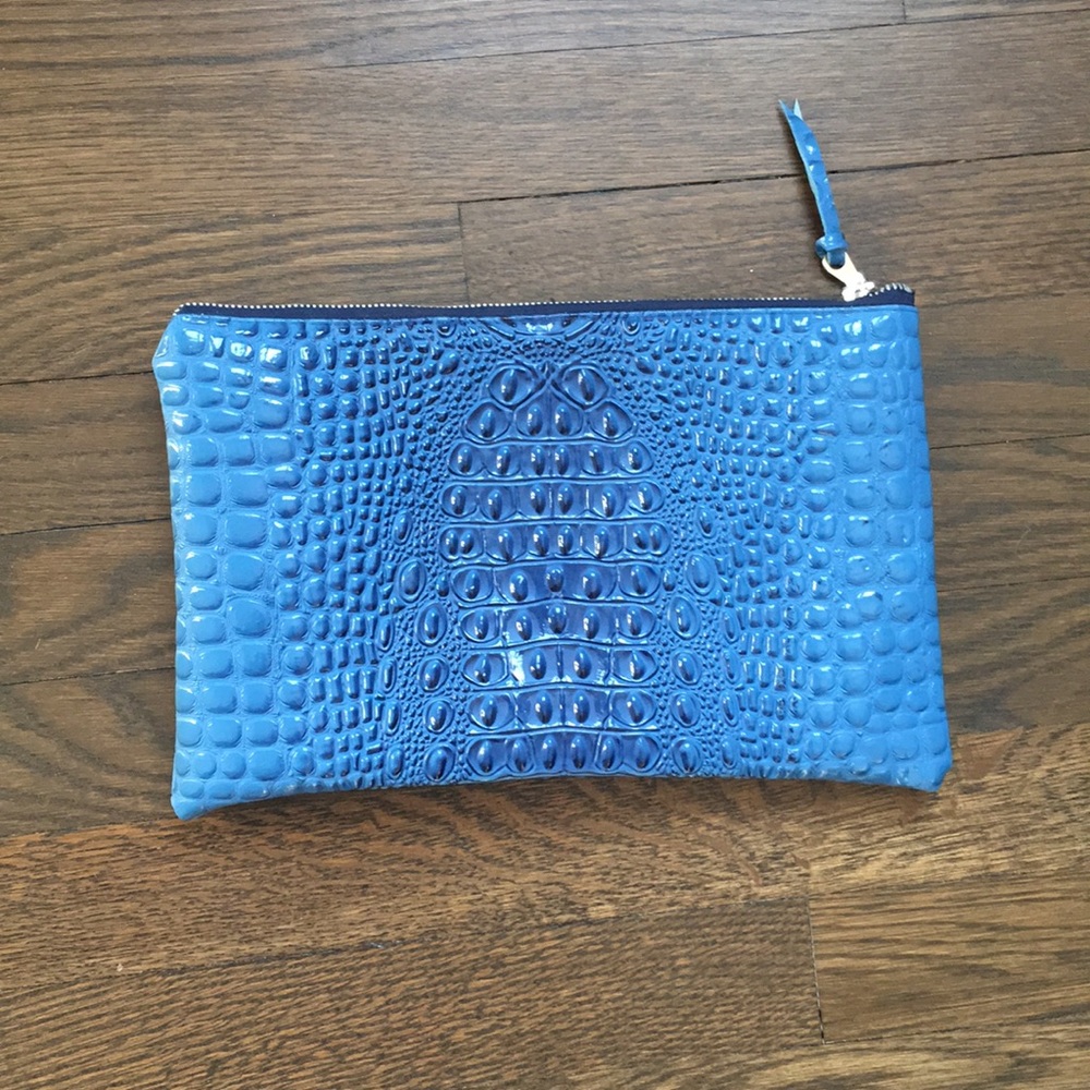 Blue Vinyl Reptile Skin Bag Clutch